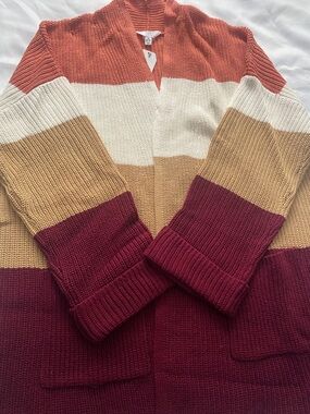 Time and Tru Striped Open Cardigan Size Medium NWT